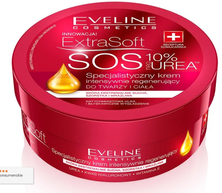 Eveline Extra SoftS.O.S 10% Urea specjalirujący Krem intensywnie regenerujący  do twarzy i ciała 200ml