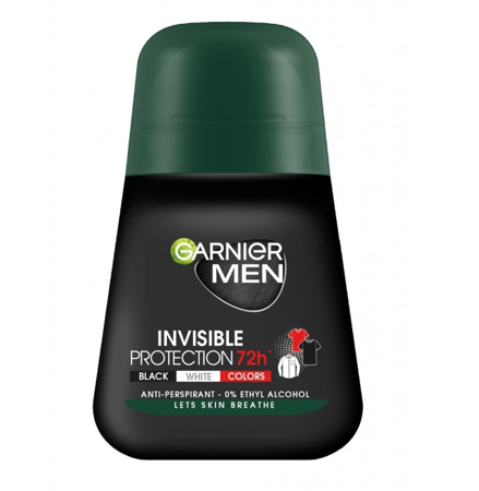 Garnier Men Dezodorant roll-on Invisible Protection 72h - Black,White,Colors 50 ml